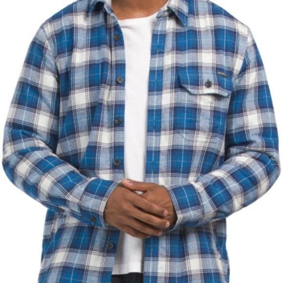 Eddie Bauer Other - Eddie Bauer XXL Blue Plaid Fleece Lined Flannel Shirt Jacket Shacket
